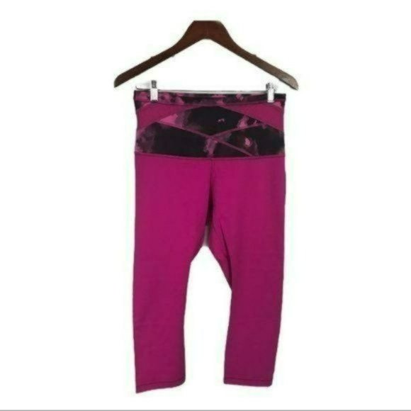 Lululemon Wunder Under Crop High Rise Raspberry Blooming Pixie, Size 10 New - Picture 1 of 7